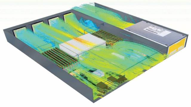 Visualization of datacenter cooling simulation 