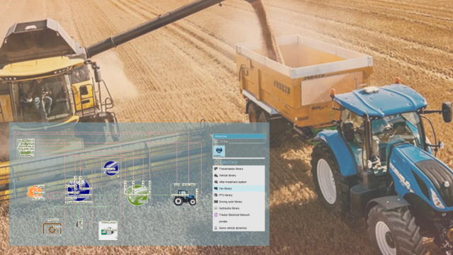 Digitalisierter, intelligenter Mähdrescher und intelligenter Traktor arbeiten als vernetzte Maschinen bei der Ernte von Weizenfeldern im Verbund zusammen
