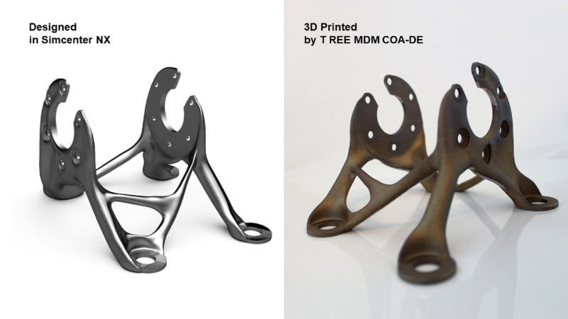 3D-gedruckte, additiv gefertigte Teile, entworfen mit der Simcenter NX-Software von Siemens.