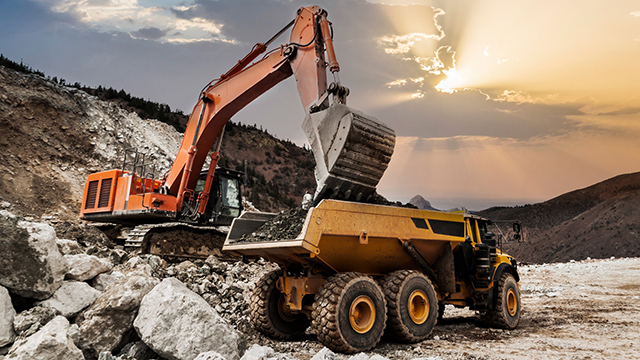 A piece of heavy equipment designed with product software