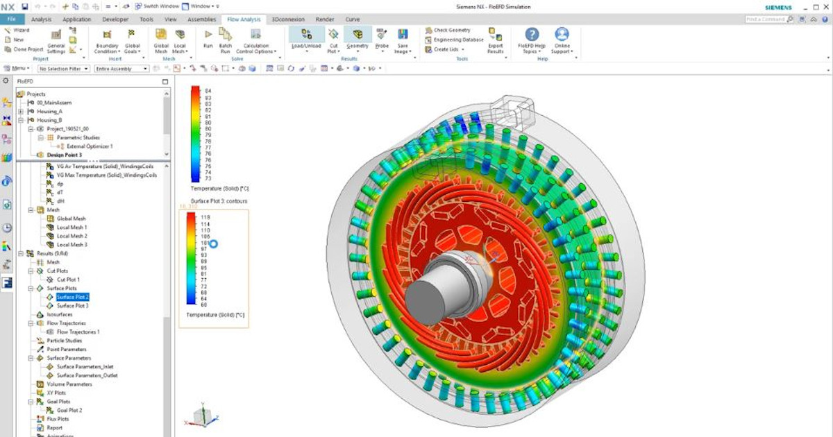 Cooling traction motor simulation Siemens Software
