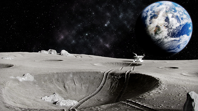 Lunar rover on the surface of the Moon