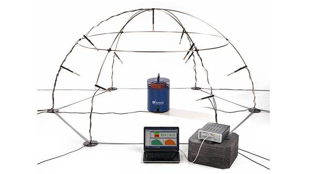 Sound power measurement using sound pressure averaging inside a hemisphere