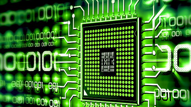 Green semiconductor chip integrated into code 